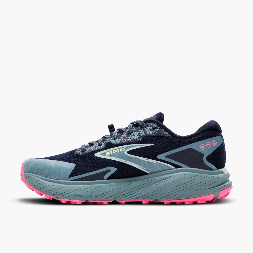 Chaussure Trail Running Brooks Divide 5 Bleu Marine Noir Rose Femme | CTG-1831728